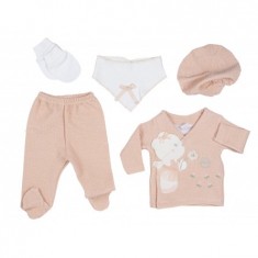 Ayıcık Brodeli Kız Zıbın Takım